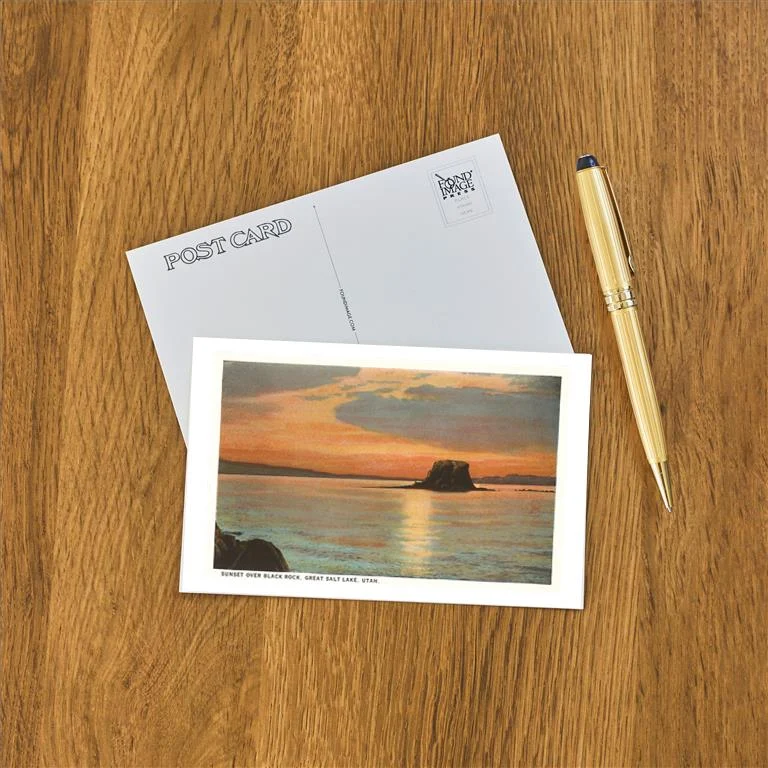 UT-08 Sunset over Black Rock, Great Salt Lake, Utah - Vintage Image Postcard, Pack of 10