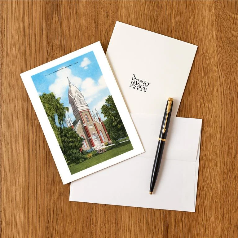 UT-220 LDS Tabernacle, Brigham - Vintage Image Greeting Card, Pack of 4