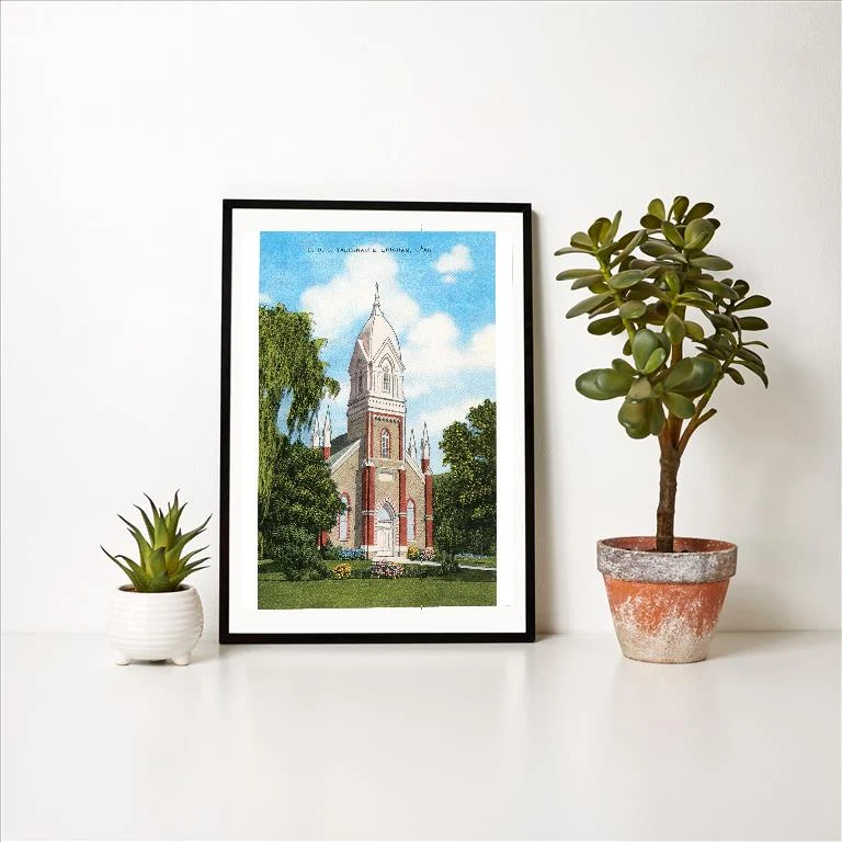 UT-220 LDS Tabernacle, Brigham - Vintage Image Art Print, Individual Print