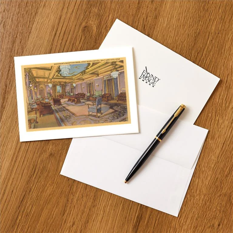UT-169 Governor's Reception Room, Salt Lake City, Utah - Vintage Image Greeting Card, Pack of 4