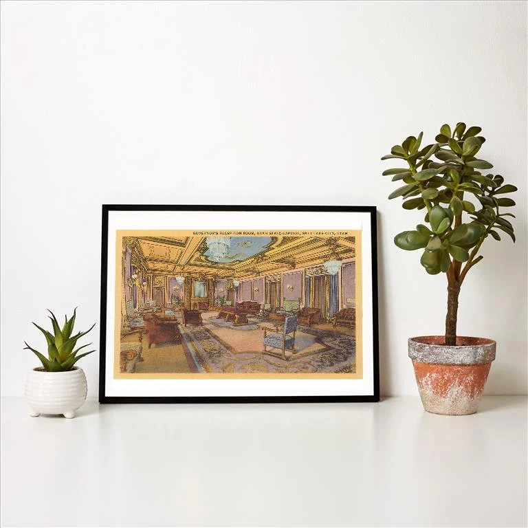 UT-169 Governor's Reception Room, Salt Lake City, Utah - Vintage Image Art Print, Individual Print