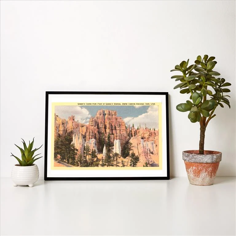 UT-88 Queen's Castle, Bryce Canyon, Utah - Vintage Image Art Print, Individual Print