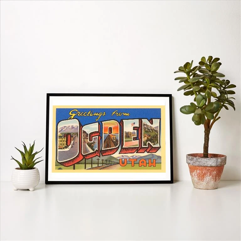 UT-94 Greetings from Ogden, Utah - Vintage Image Art Print, Individual Print