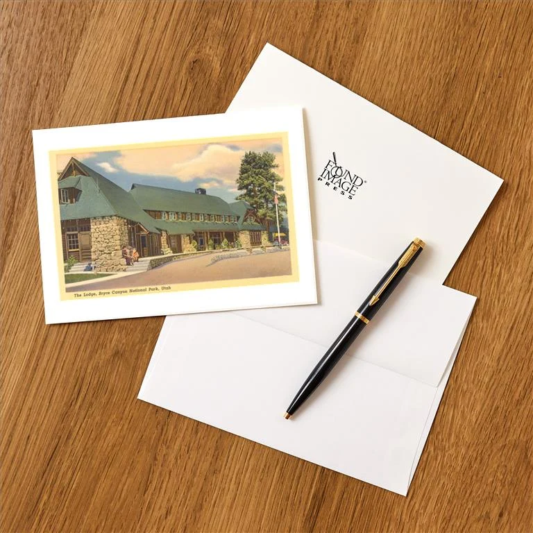 UT-193 Bryce Canyon Lodge, Utah - Vintage Image Greeting Card, Pack of 4