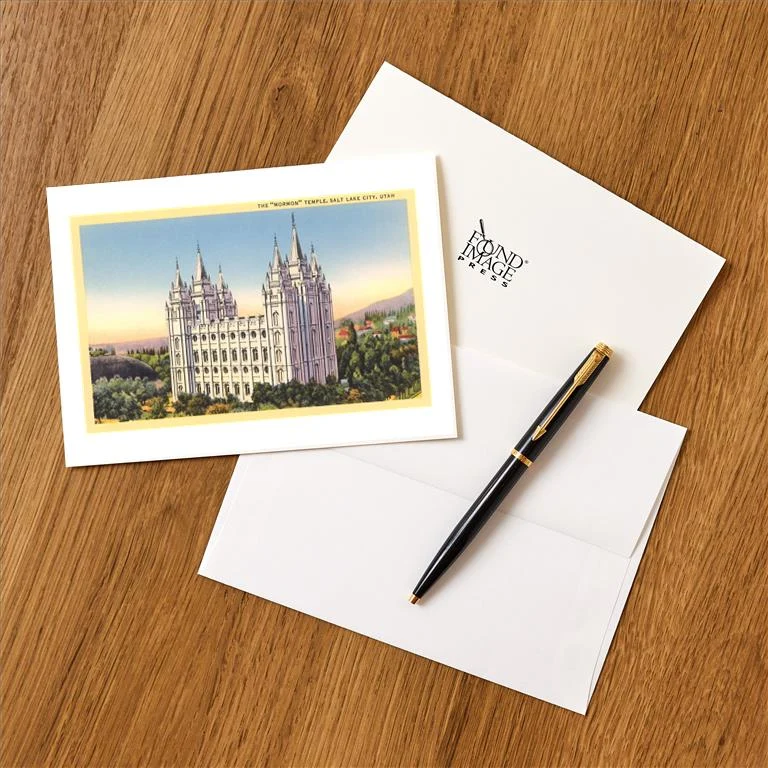 UT-165 Mormon Temple, Salt Lake City, Utah - Vintage Image Greeting Card, Pack of 4