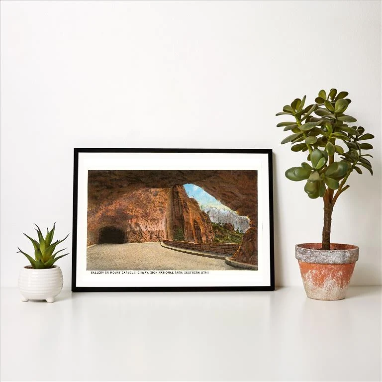 UT-91 Gallery on Mt. Carmel Highway, Zion, Utah - Vintage Image Art Print, Individual Print