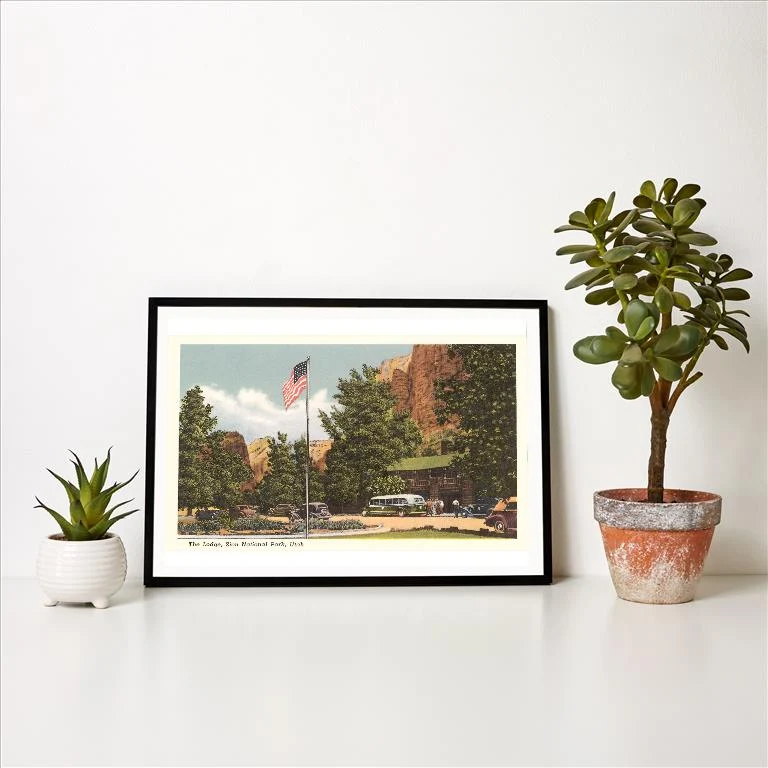 UT-232 Lodge, Zion National Park - Vintage Image Art Print, Individual Print