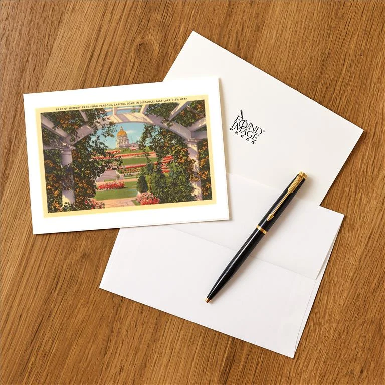 UT-140 Memory Park, Capitol, Salt Lake City, Utah - Vintage Image Greeting Card, Pack of 4