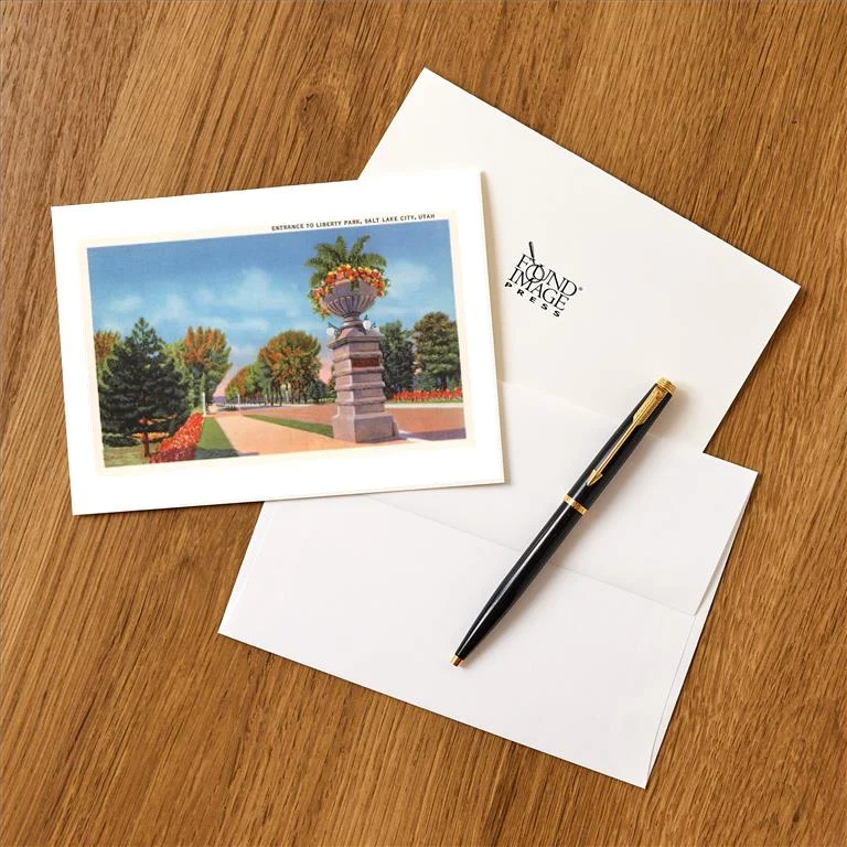 UT-143 Liberty Park, Salt Lake City, Utah - Vintage Image Greeting Card, Pack of 4