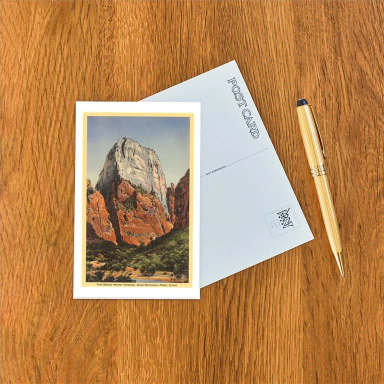 UT-84 Great White Throne, Zion National Park, Utah - Vintage Image Postcard, Pack of 10