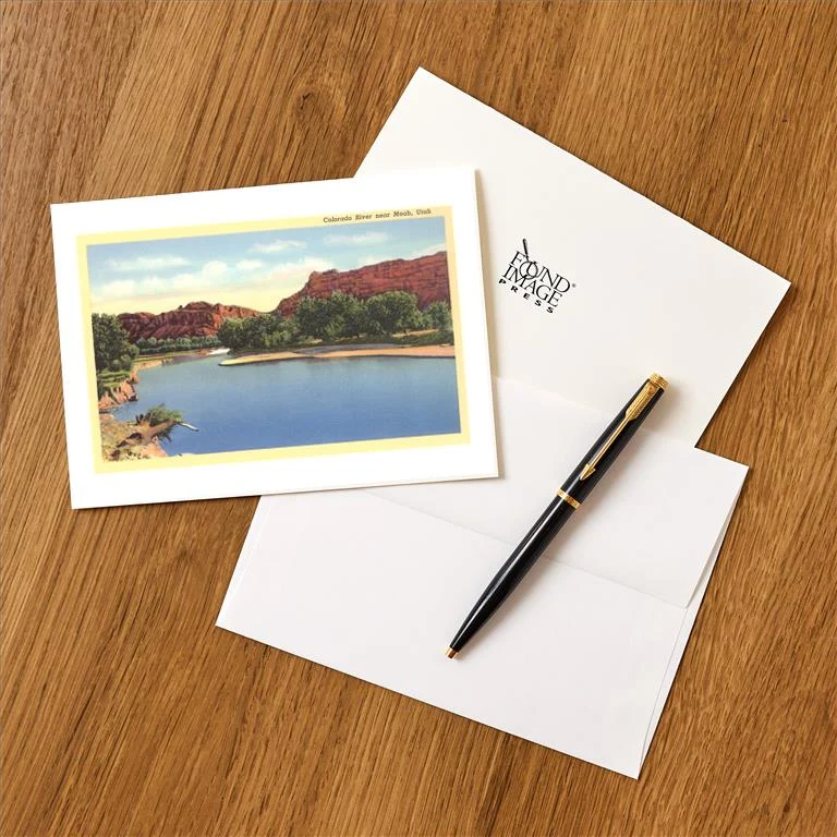 UT-180 Colorado River near Moab, Utah - Vintage Image Greeting Card, Pack of 4