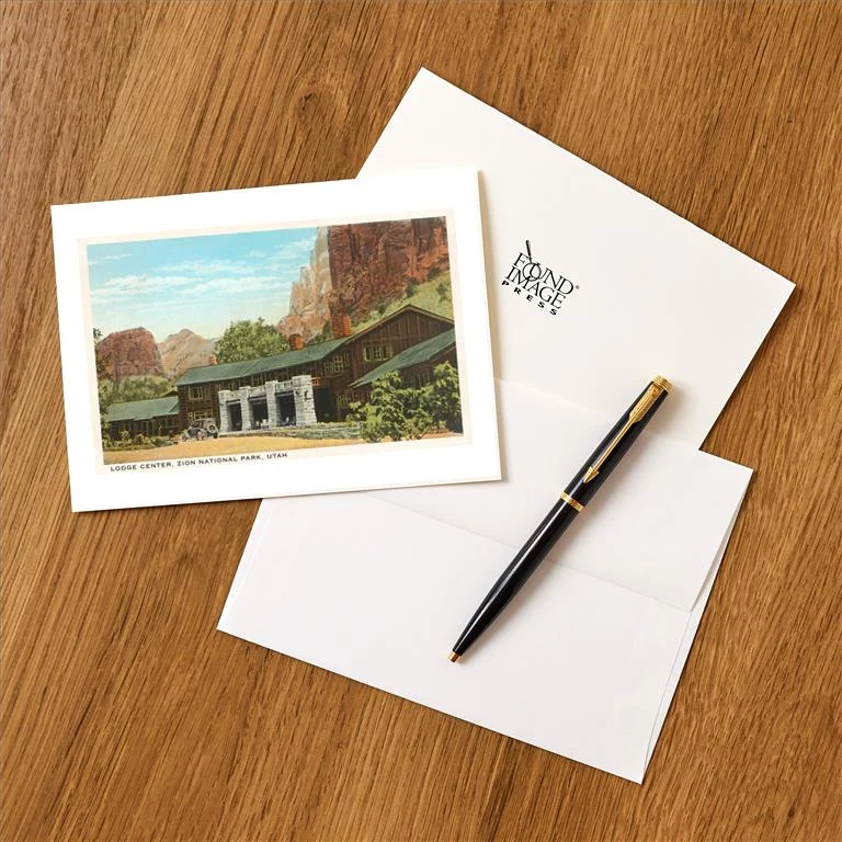 UT-152 Lodge Center, Zion National Park, Utah - Vintage Image Greeting Card, Pack of 4