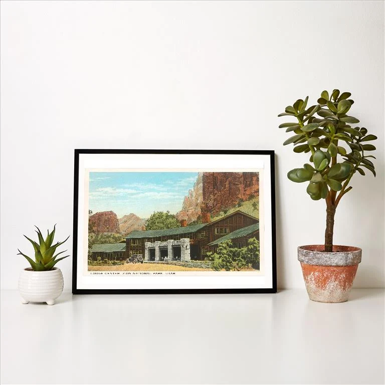 UT-152 Lodge Center, Zion National Park, Utah - Vintage Image Art Print, Individual Print