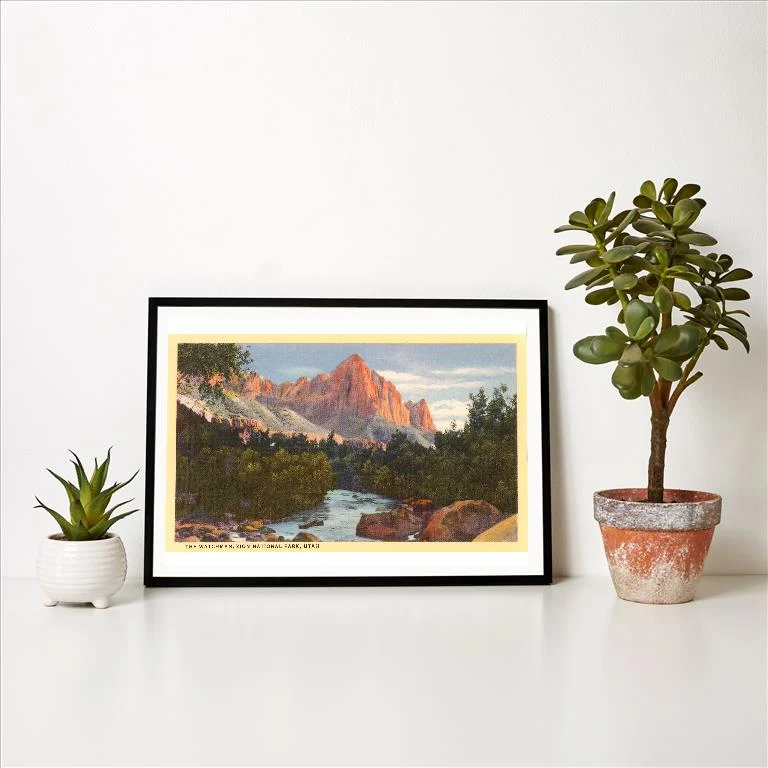 UT-73 Watchman, Zion National Park, Utah - Vintage Image Art Print, Individual Print