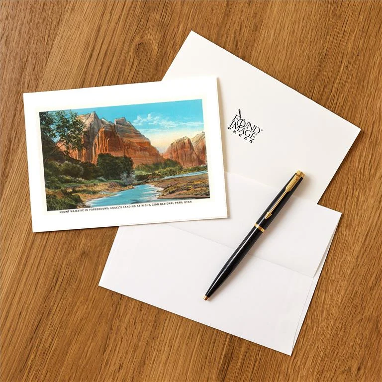 UT-148 Mt. Majestic, Zion National Park, Utah - Vintage Image Greeting Card, Pack of 4