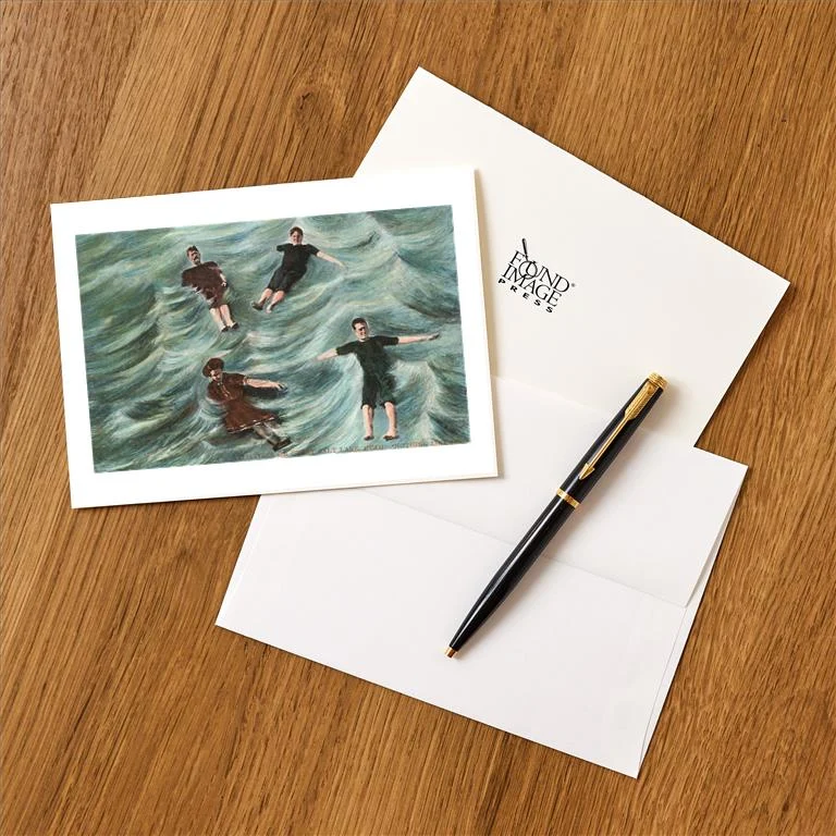 UT-72 Floaters on Great Salt Lake, utah - Vintage Image Greeting Card, Pack of 4