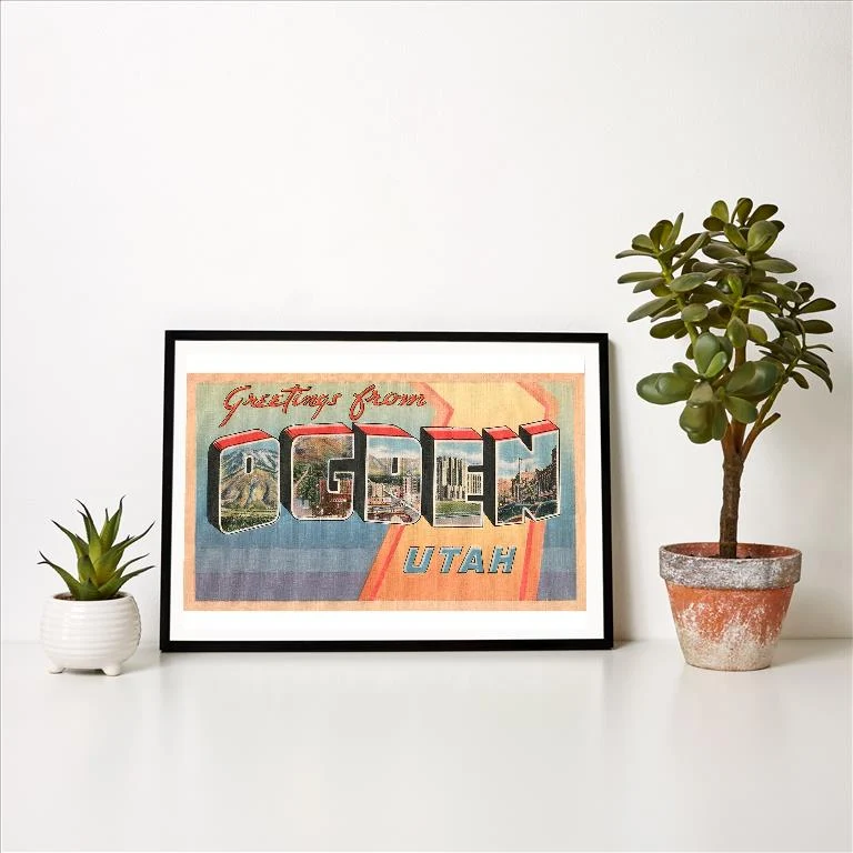 UT-207 Greetings from Ogden, Utah - Vintage Image Art Print, Individual Print