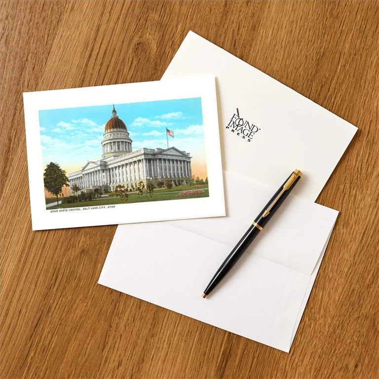 UT-113 State Capitol, Salt Lake City, Utah - Vintage Image Greeting Card, Pack of 4