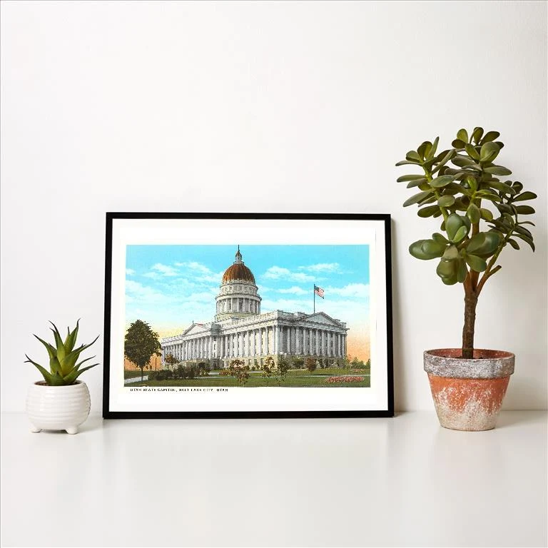 UT-113 State Capitol, Salt Lake City, Utah - Vintage Image Art Print, Individual Print