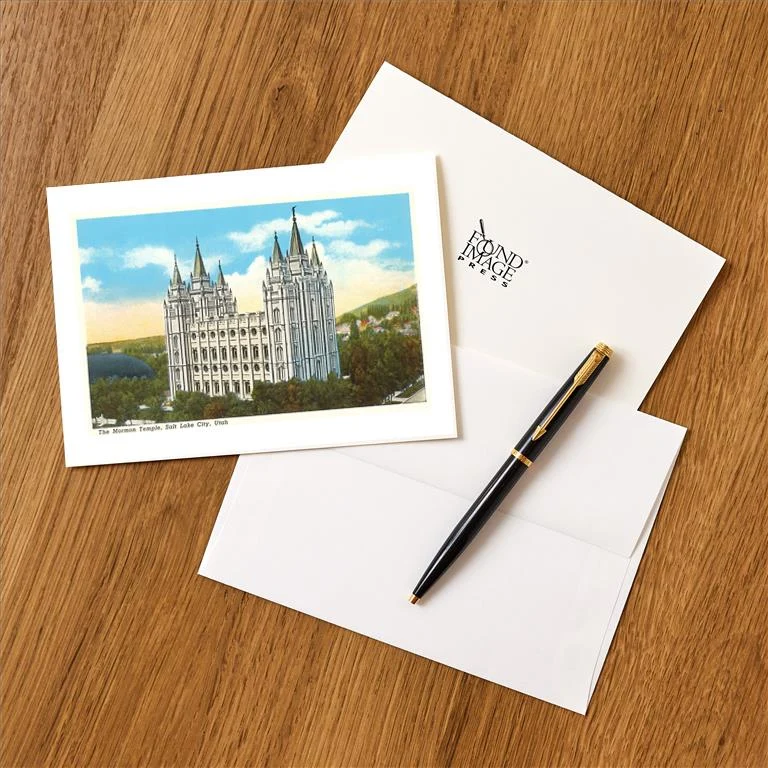 UT-22 Mormon Temple, Salt Lake City, Utah - Vintage Image Greeting Card, Pack of 4