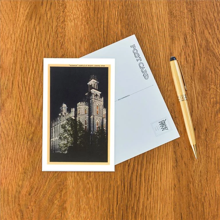 UT-191 Mormon Temple at Night, Logan, Utah - Vintage Image Postcard, Pack of 10