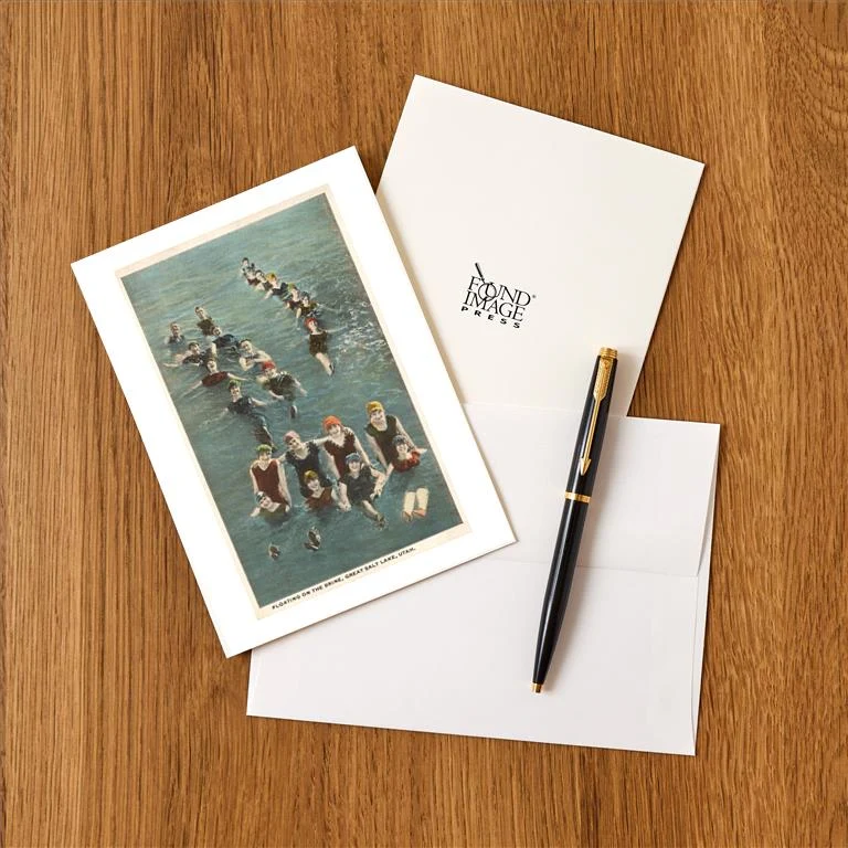 UT-83 Floaters on Great Salt Lake, Utah - Vintage Image Greeting Card, Pack of 4