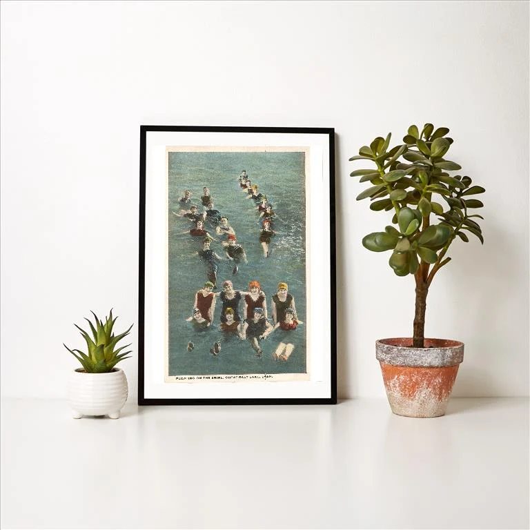 UT-83 Floaters on Great Salt Lake, Utah - Vintage Image Art Print, Individual Print