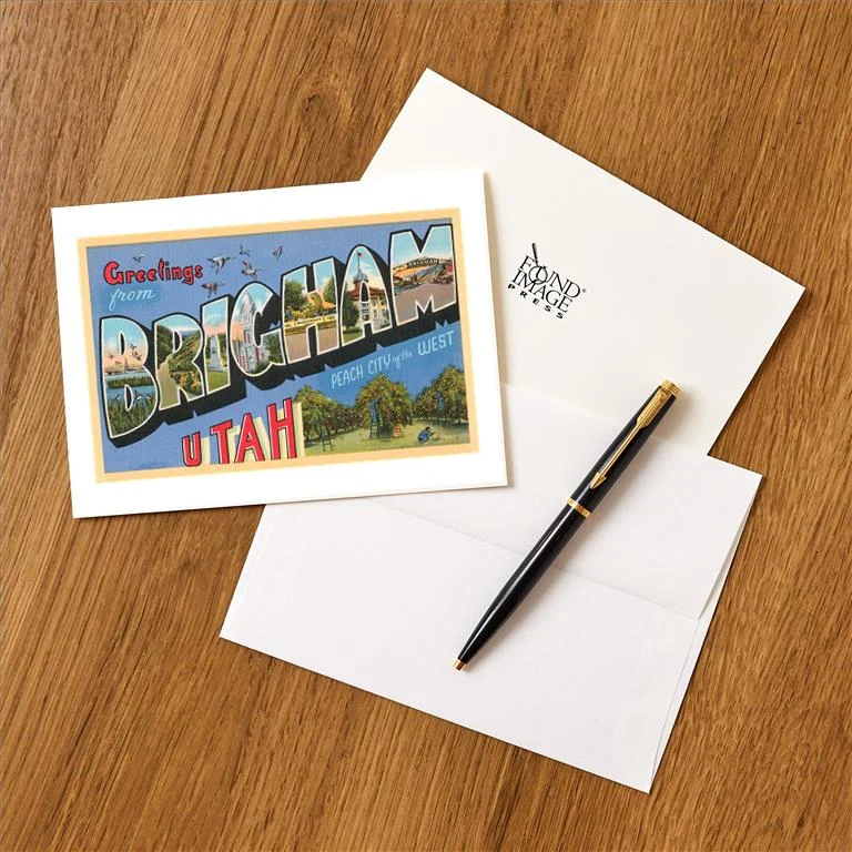 UT-206 Greetings from Brigham, Utah - Vintage Image Greeting Card, Pack of 4