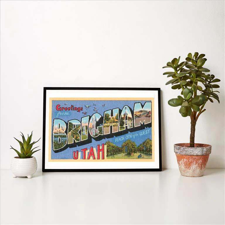 UT-206 Greetings from Brigham, Utah - Vintage Image Art Print, Individual Print