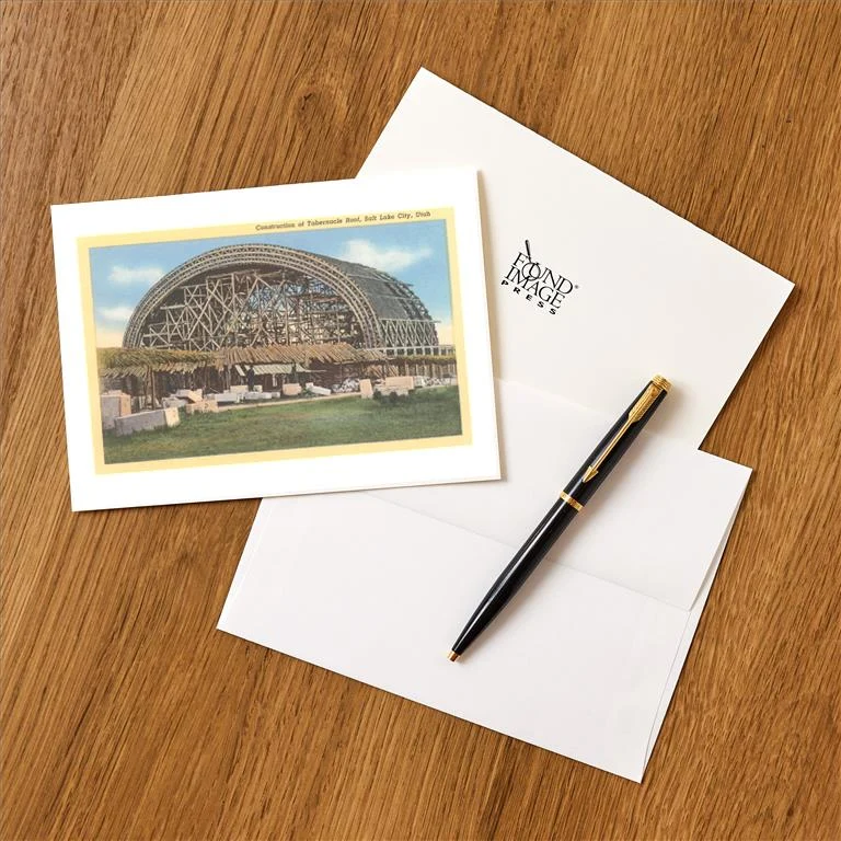 UT-184 Construction of Tabernacle Roof, Salt Lake City, Utah - Vintage Image Greeting Card, Pack of 4