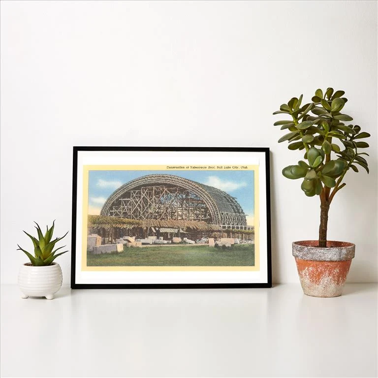UT-184 Construction of Tabernacle Roof, Salt Lake City, Utah - Vintage Image Art Print, Individual Print