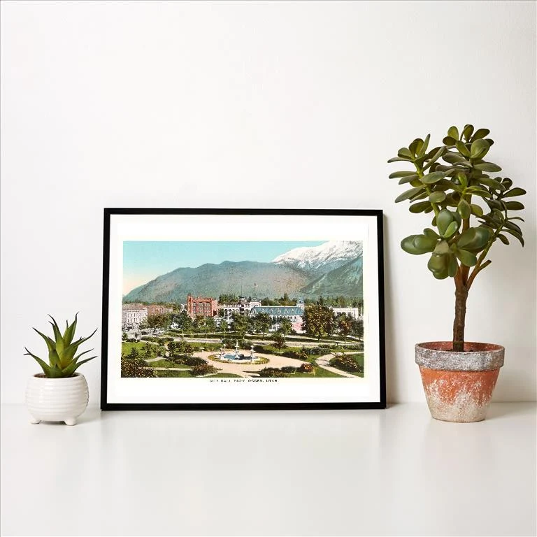 UT-130 City Hall Park, Ogden, Utah - Vintage Image Art Print, Individual Print