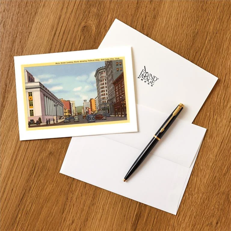 UT-70 Main Street, Salt Lake City, Utah - Vintage Image Greeting Card, Pack of 4