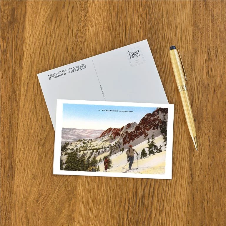 UT-122 Skiing in Utah - Vintage Image Postcard, Pack of 10