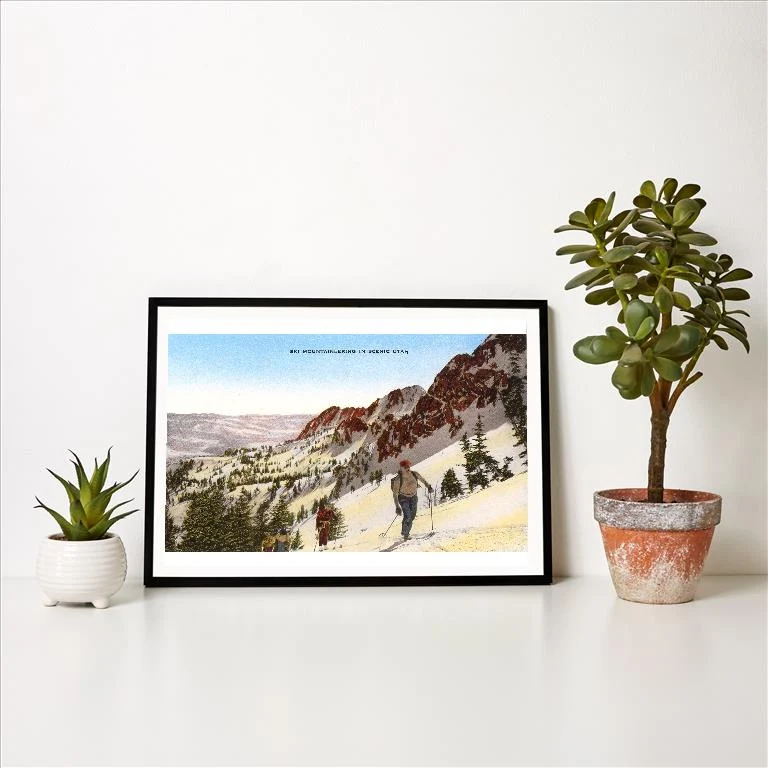 UT-122 Skiing in Utah - Vintage Image Art Print, Individual Print