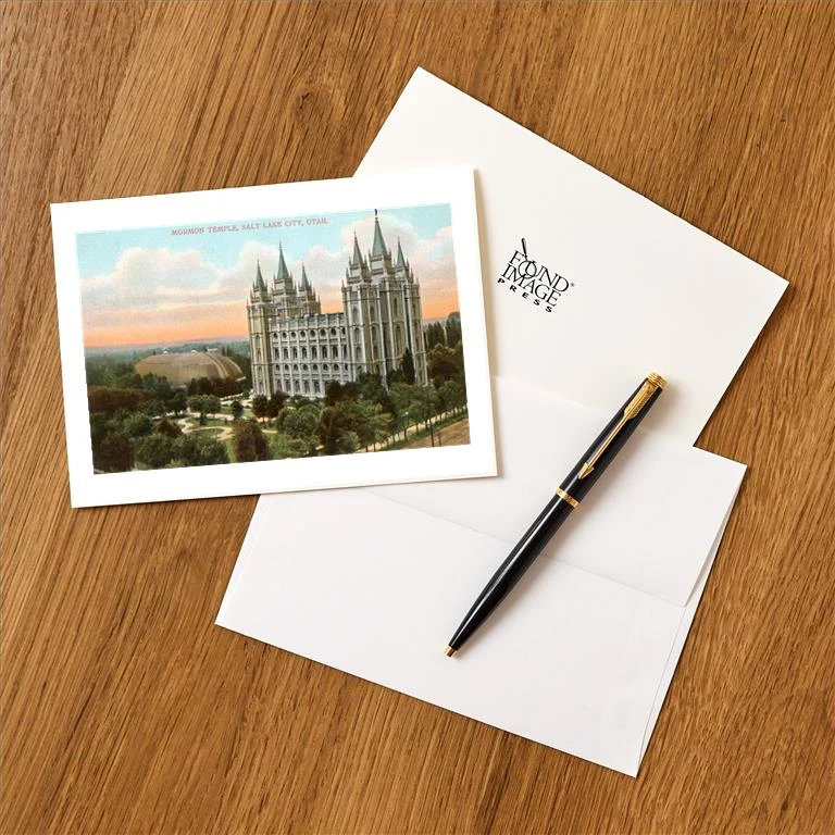 UT-66 Mormon Temple, Salt Lake City, Utah - Vintage Image Greeting Card, Pack of 4
