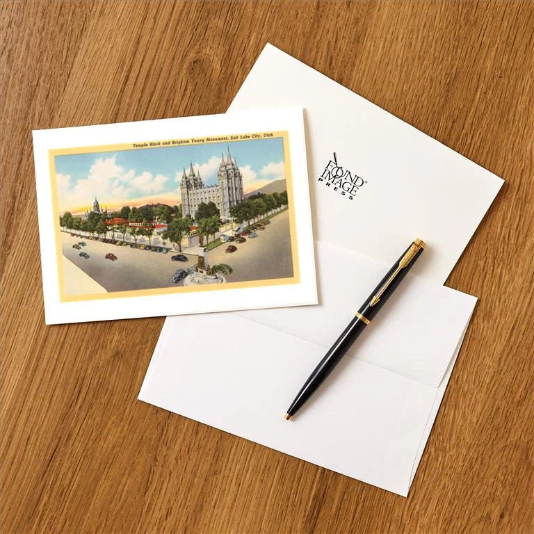 UT-63 Temple Block, Salt Lake City, Utah - Vintage Image Greeting Card, Pack of 4