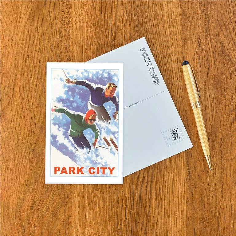 UT-155 Skiers in Powder, Park City, Utah - Vintage Image Postcard, Pack of 10