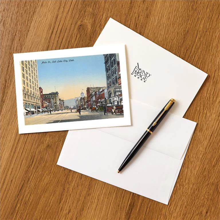 UT-99 Main Street, Salt Lake City, Utah - Vintage Image Greeting Card, Pack of 4