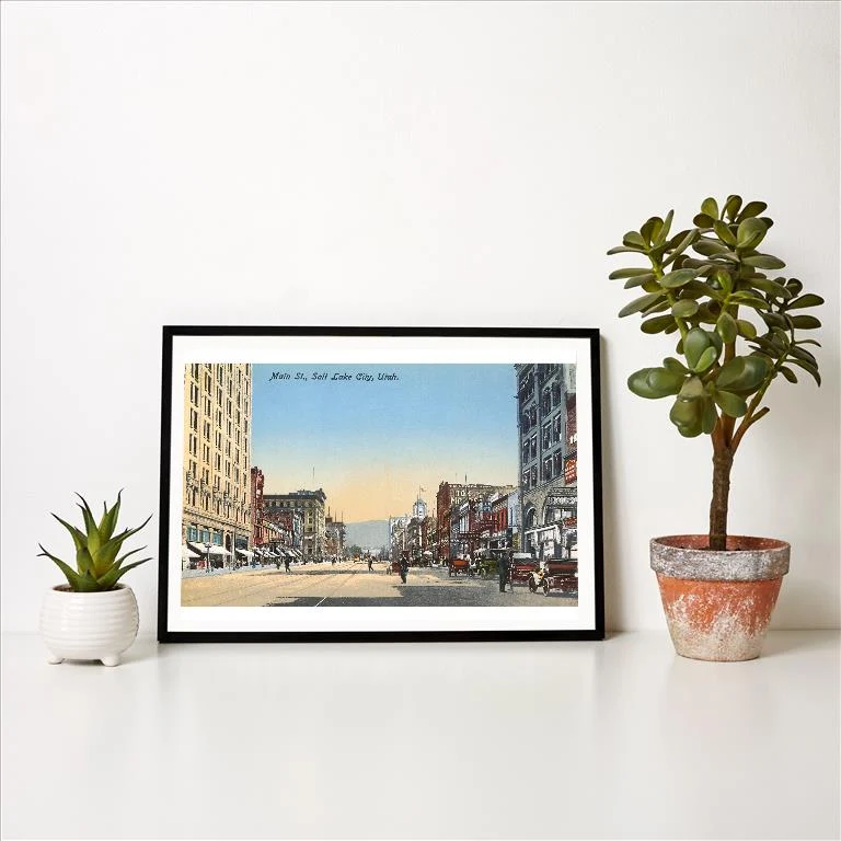 UT-99 Main Street, Salt Lake City, Utah - Vintage Image Art Print, Individual Print