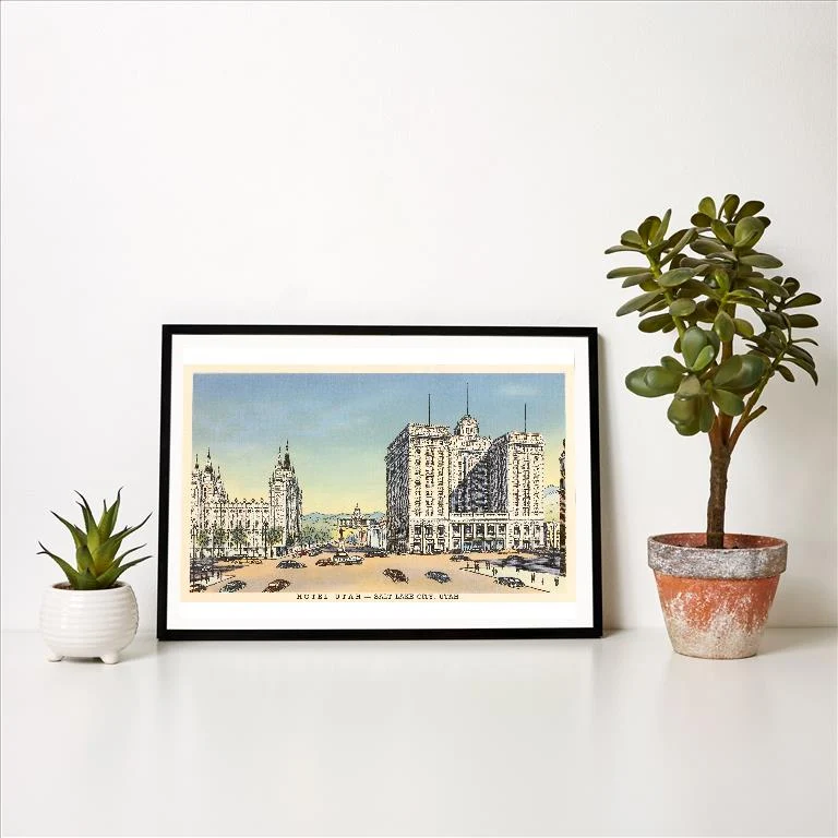 UT-71 Hotel Utah, Salt Lake City, Utah - Vintage Image Art Print, Individual Print