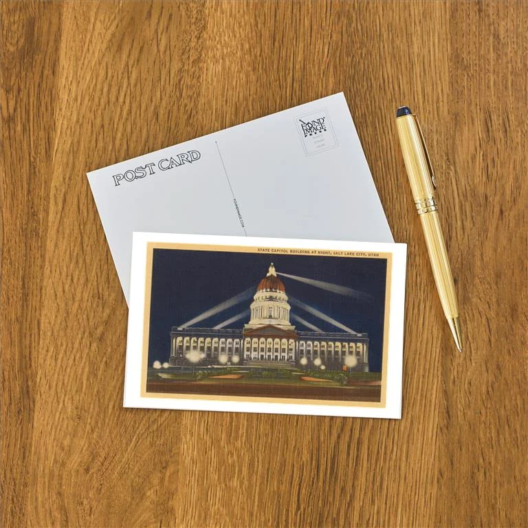 UT-57 Night, State Capitol, Salt Lake City, Utah - Vintage Image Postcard, Pack of 10