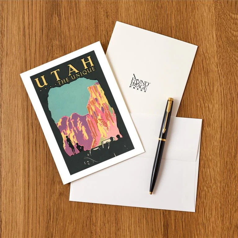 UT-158 Utah the Unique - Vintage Image Greeting Card, Pack of 4
