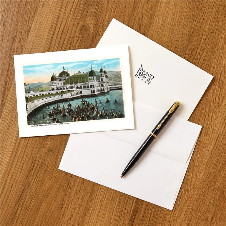 UT-36 Saltair Pavilion, Great Salt Lake, Utah - Vintage Image Greeting Card, Pack of 4
