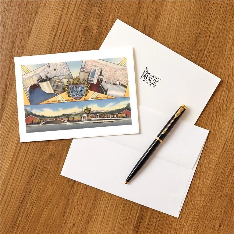 UT-212 Romney Motor Lodge, Salt Lake City - Vintage Image Greeting Card, Pack of 4