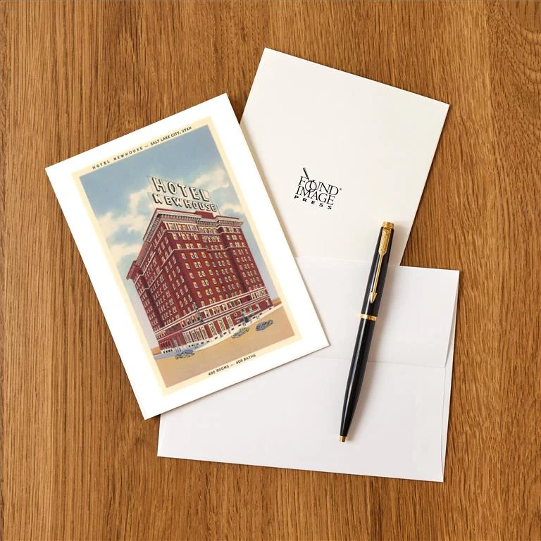 UT-190 Hotel Newhouse, Salt Lake City, Utah - Vintage Image Greeting Card, Pack of 4