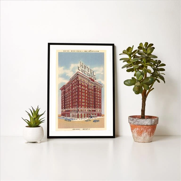UT-190 Hotel Newhouse, Salt Lake City, Utah - Vintage Image Art Print, Individual Print