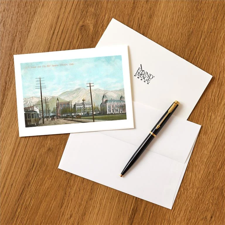 UT-129 25th Street, City Hall Square, Ogden, Utah - Vintage Image Greeting Card, Pack of 4