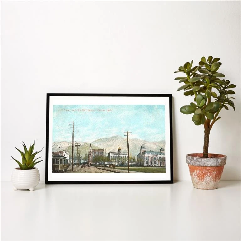 UT-129 25th Street, City Hall Square, Ogden, Utah - Vintage Image Art Print, Individual Print