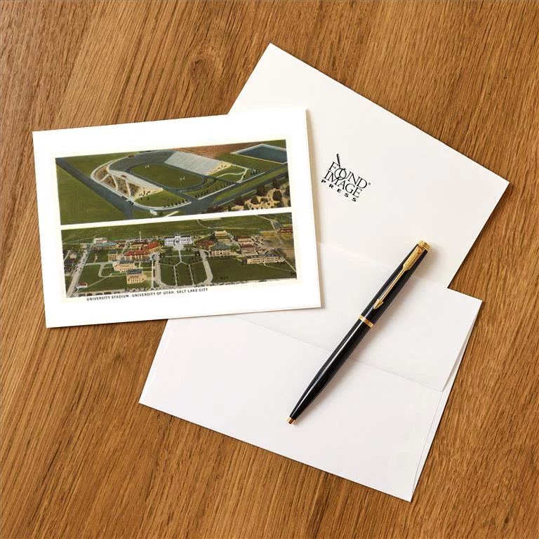 UT-104 University Stadium, Salt Lake City, Utah - Vintage Image Greeting Card, Pack of 4